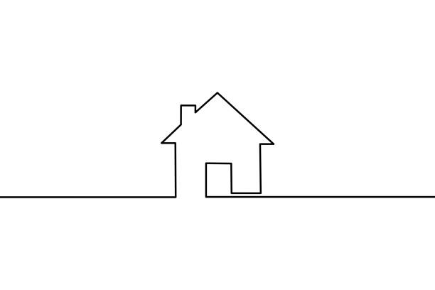 Continuous line drawing of House isolate on white background. Continuous line drawing of House isolate on white background.